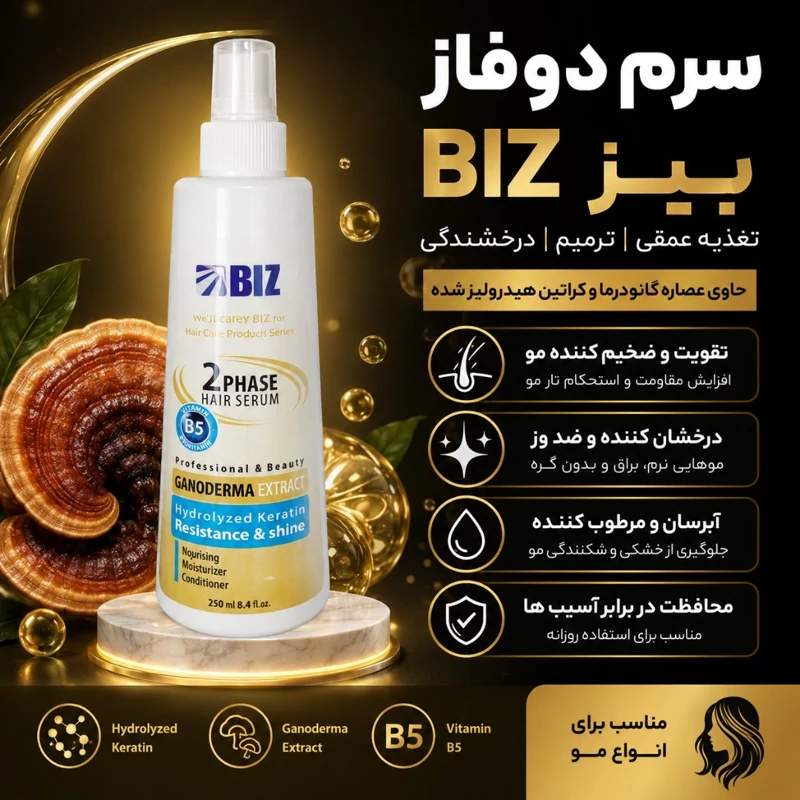 ✨ سرم دوفاز مو گانودرما – ۲۵۰ میلی‌لیتر 🍄🌿
