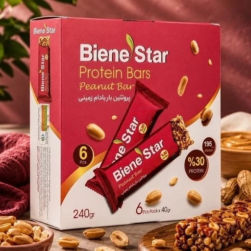 پروتئین بار بادام زمینی بسته ۶ عددی